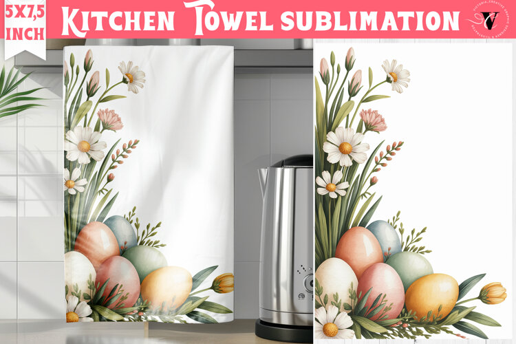 Easter kitchen towel sublimation | Coquette tea towel example image 1