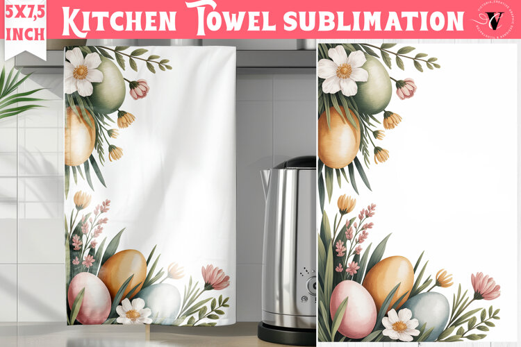 Easter kitchen towel sublimation | Coquette tea towel example image 1