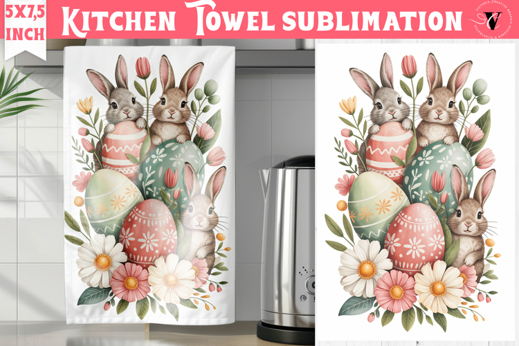 Easter kitchen towel sublimation | Coquette tea towel