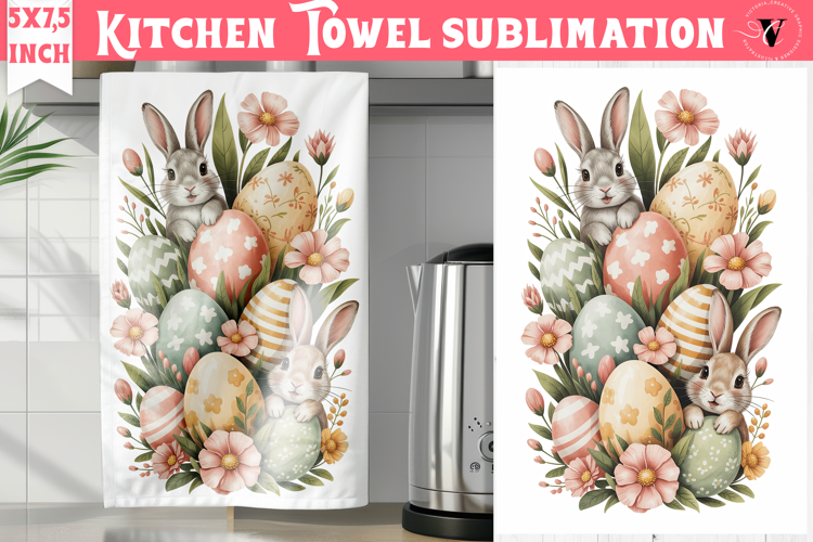 Easter kitchen towel sublimation | Coquette tea towel