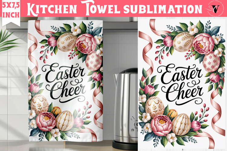 Easter kitchen towel sublimation | Coquette tea towel example image 1