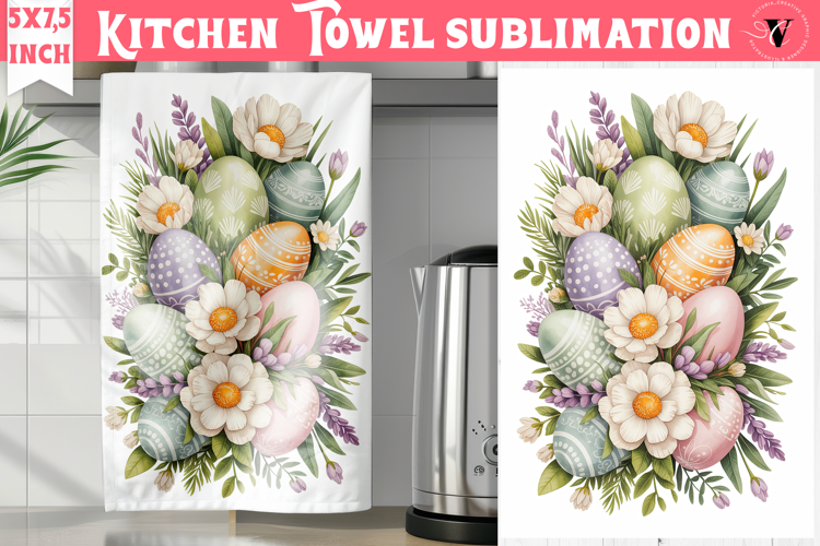 Easter kitchen towel sublimation | Coquette tea towel