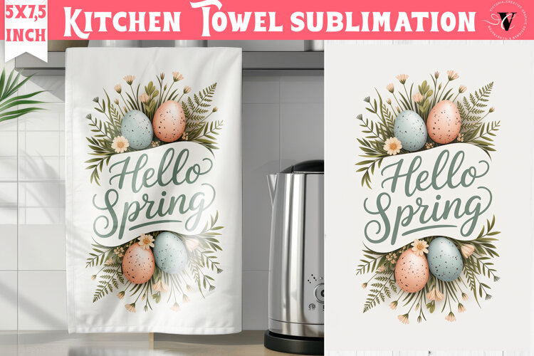 Easter kitchen towel sublimation | Coquette tea towel example image 1
