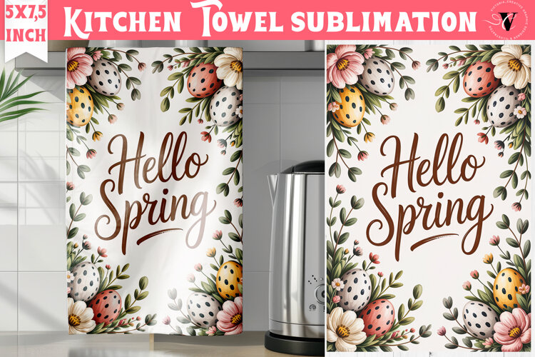 Easter kitchen towel sublimation | Coquette tea towel example image 1