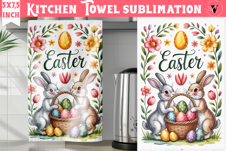 Easter kitchen towel sublimation | Coquette tea towel