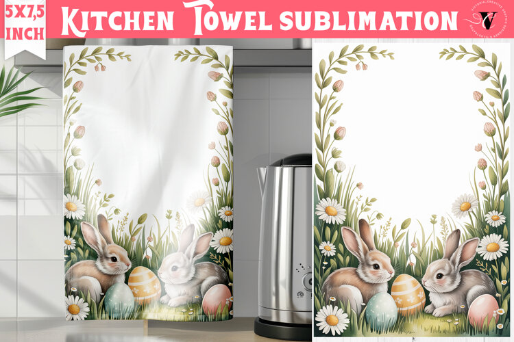 Easter kitchen towel sublimation | Coquette tea towel example image 1