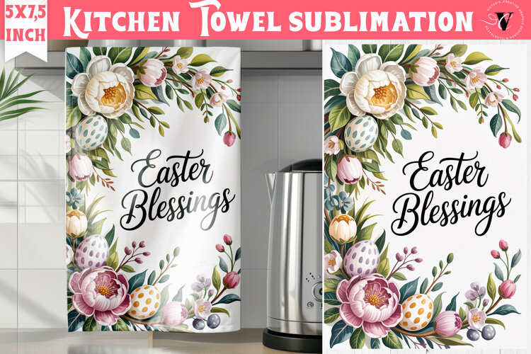 Easter kitchen towel sublimation | Coquette tea towel example image 1