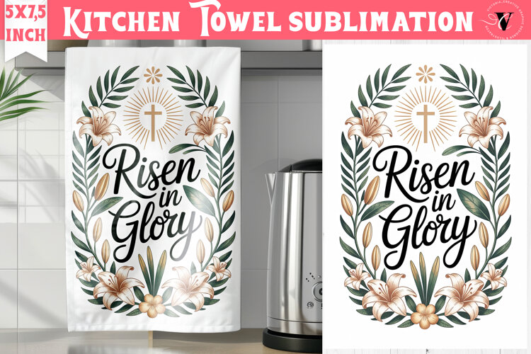 Easter kitchen towel sublimation | Christian kitchen towel example image 1