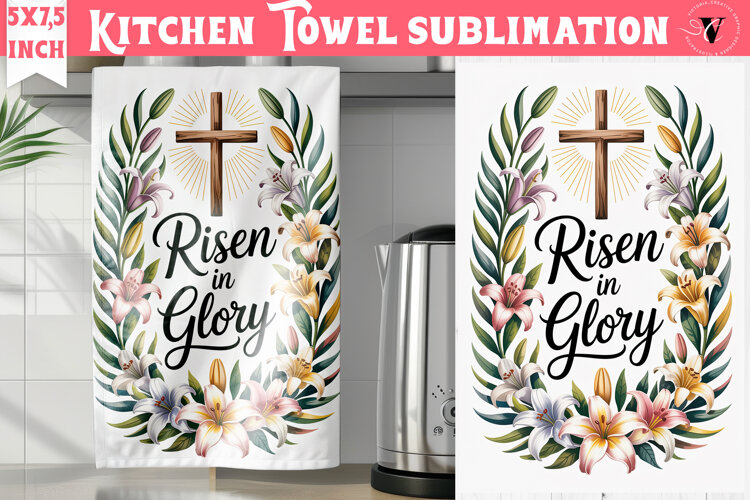 Easter kitchen towel sublimation | Christian kitchen towel example image 1