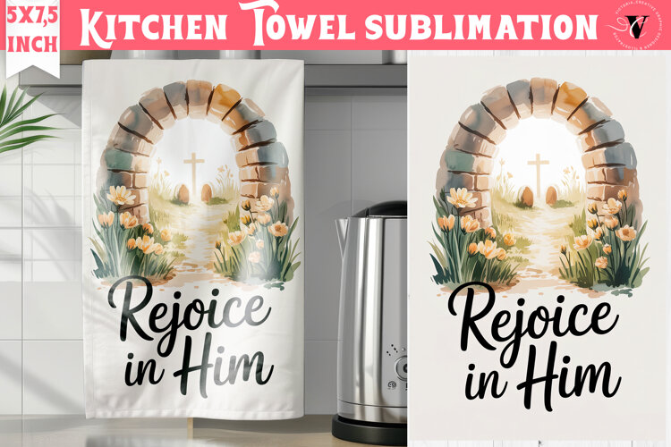 Easter kitchen towel sublimation | Christian kitchen towel example image 1
