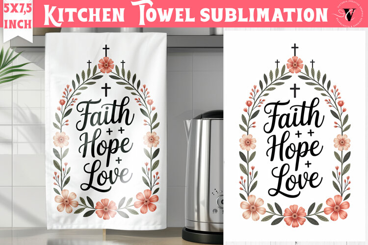 Easter kitchen towel sublimation | Christian kitchen towel example image 1
