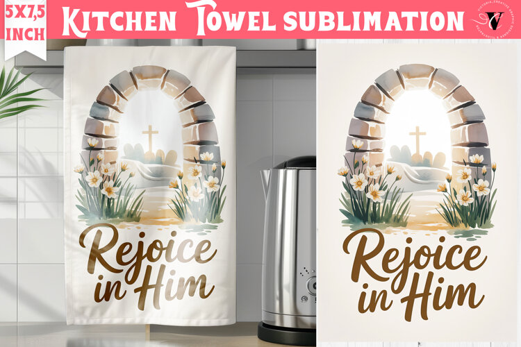 Easter kitchen towel sublimation | Christian kitchen towel example image 1