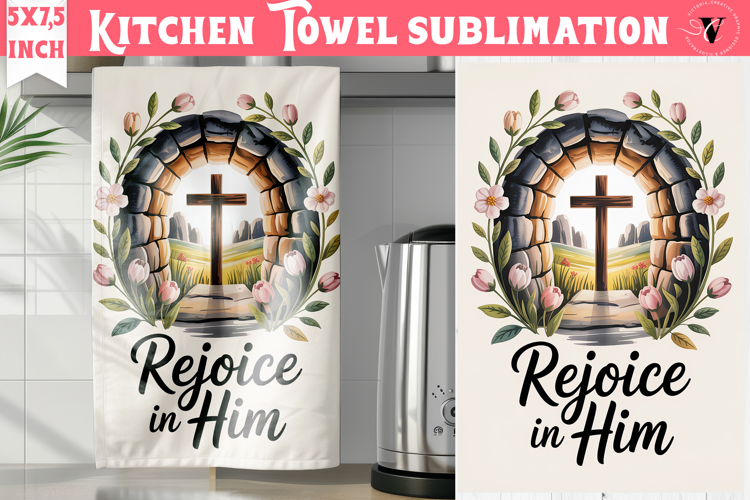 Easter kitchen towel sublimation | Christian kitchen towel