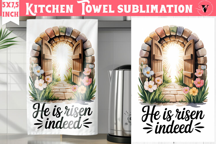 Easter kitchen towel sublimation | Christian kitchen towel example image 1