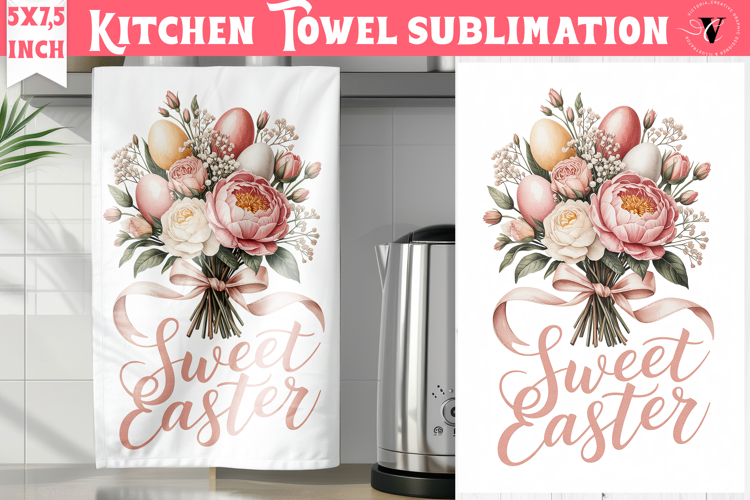 Easter kitchen towel sublimation | Coquette tea towel