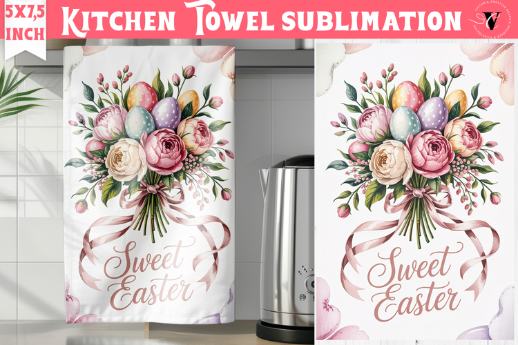 Easter kitchen towel sublimation | Coquette tea towel