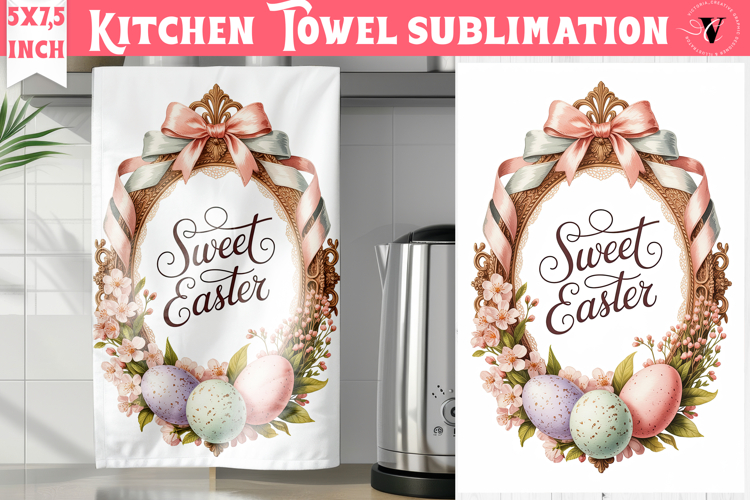 Easter kitchen towel sublimation | Coquette tea towel