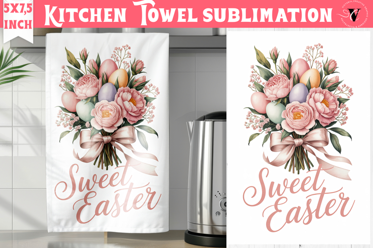 Easter kitchen towel sublimation | Coquette tea towel