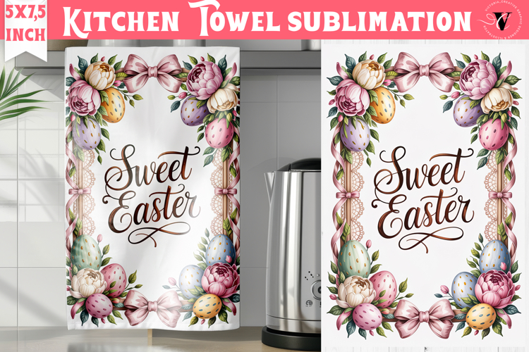 Easter kitchen towel sublimation | Coquette tea towel