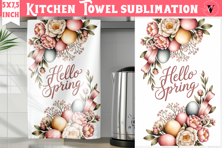 Easter kitchen towel sublimation | Coquette tea towel