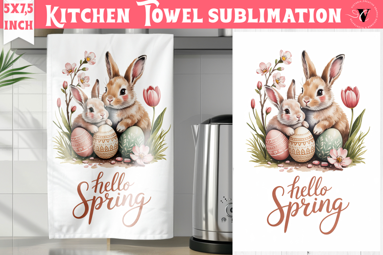 Easter kitchen towel sublimation | Coquette tea towel