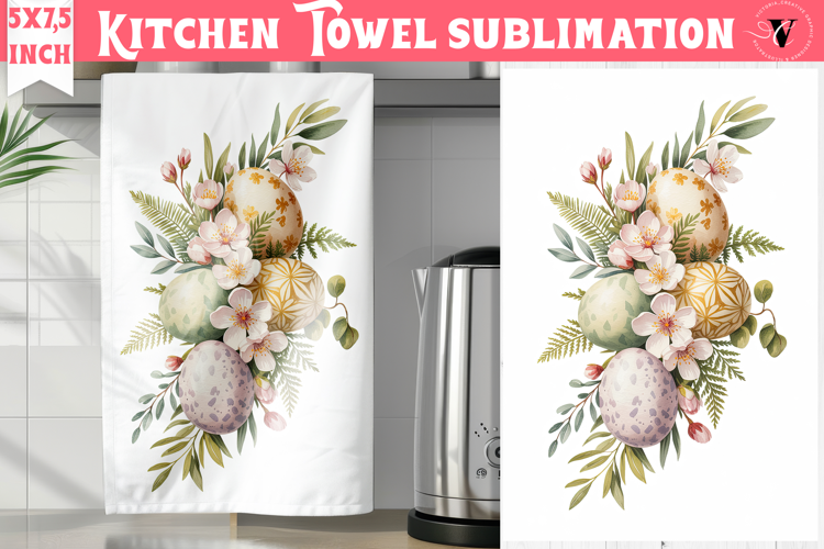 Easter kitchen towel sublimation | Coquette tea towel