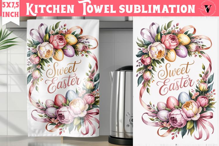 Easter kitchen towel sublimation | Coquette tea towel
