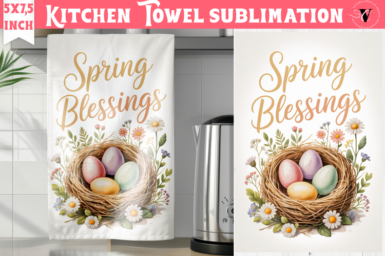 Easter kitchen towel sublimation | Coquette tea towel