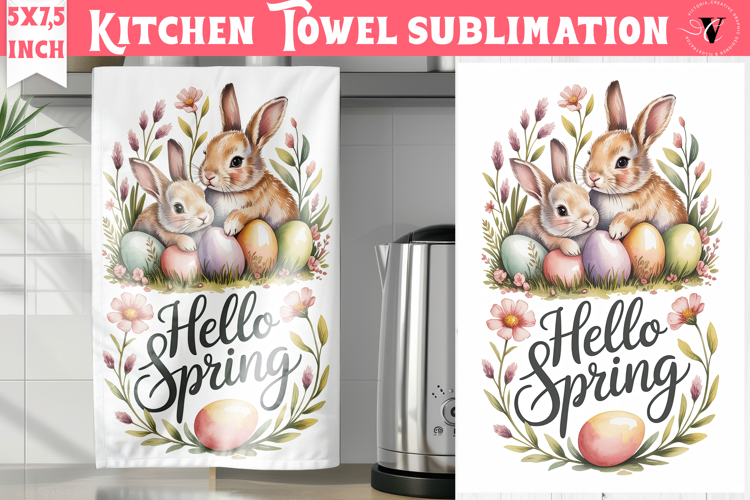 Easter kitchen towel sublimation | Coquette tea towel