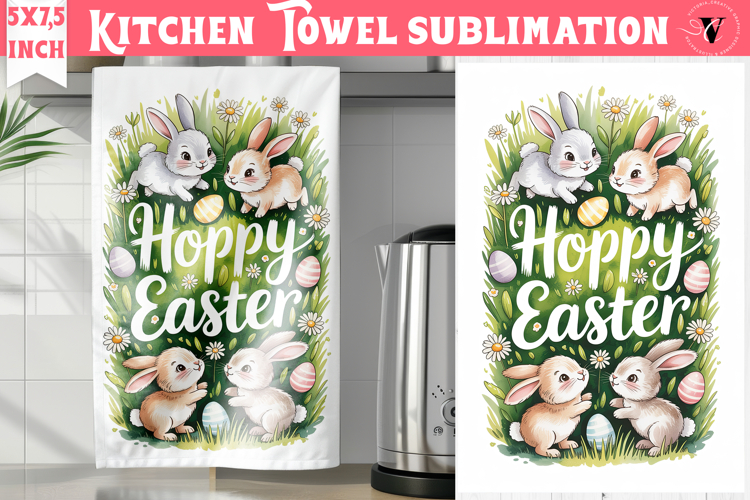 Easter kitchen towel sublimation | Coquette tea towel