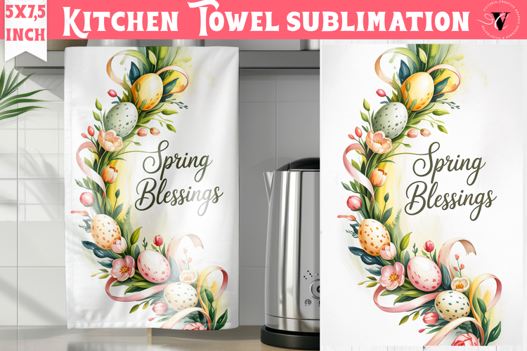 Easter kitchen towel sublimation | Coquette tea towel