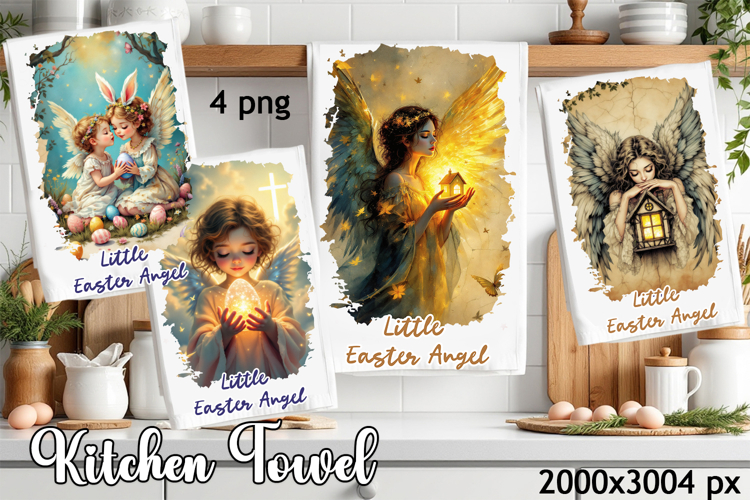 Easter angel Kitchen Towel Sublimation Design