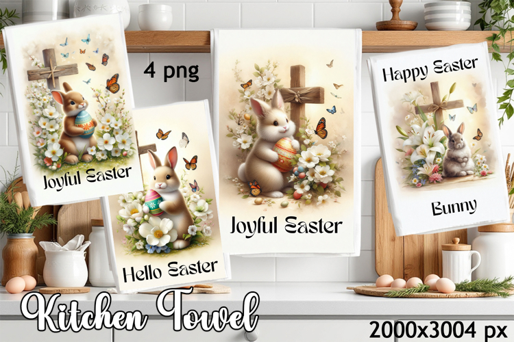 Happy Easter Kitchen Towel Sublimation Design