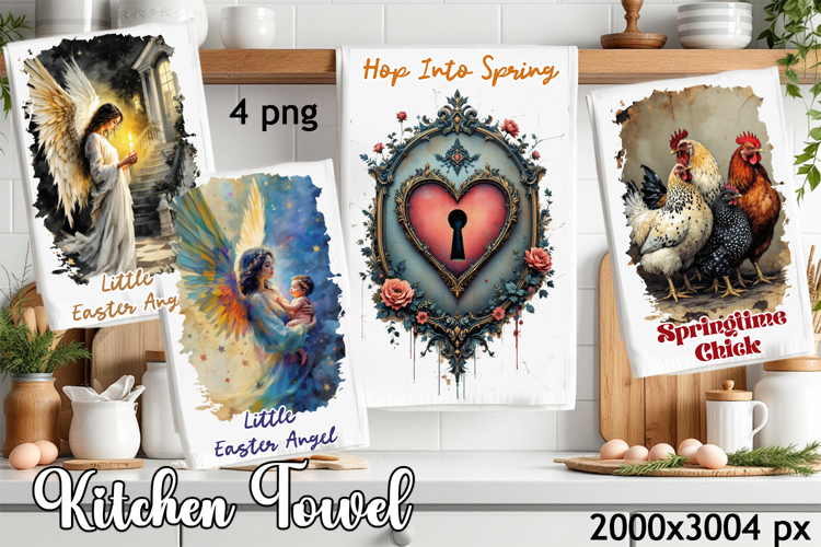 Easter angel Kitchen Towel Sublimation Design