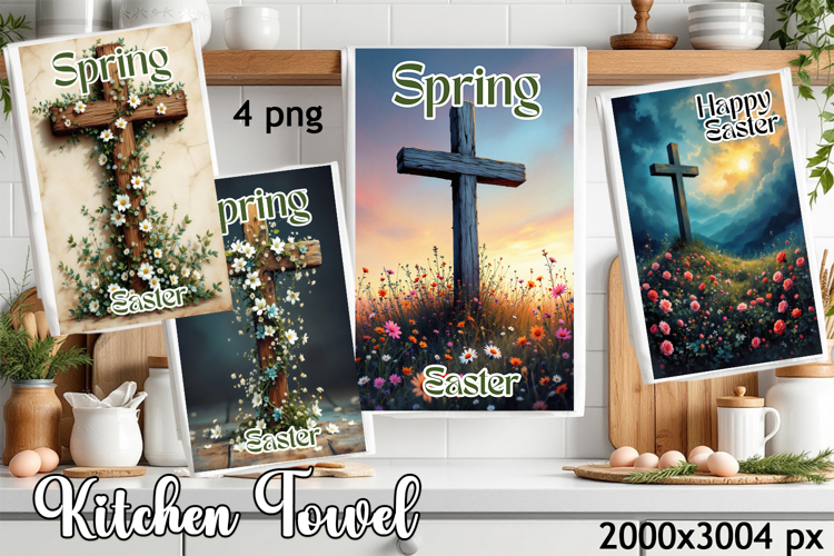 Happy Easter Kitchen Towel Sublimation Design