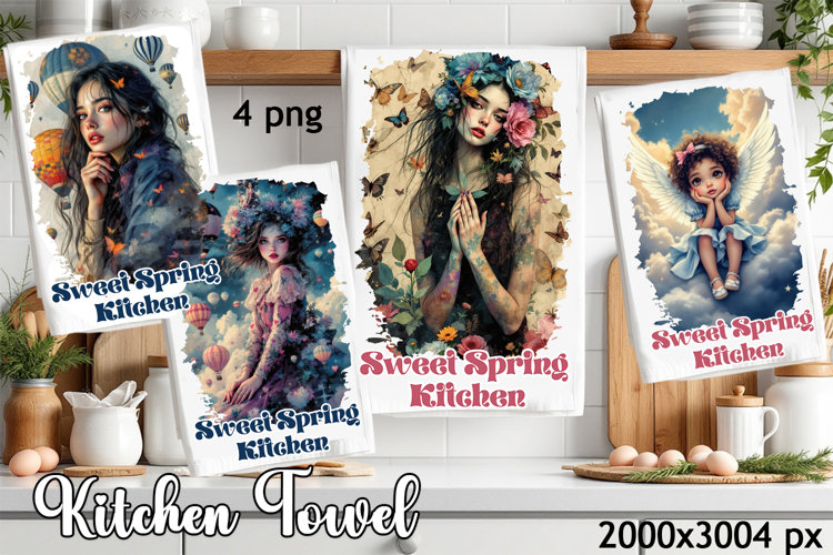 Easter angel Kitchen Towel Sublimation Design