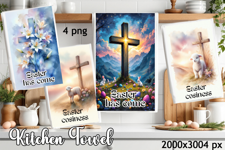 Happy Easter Kitchen Towel Sublimation Design