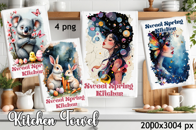 Easter angel Kitchen Towel Sublimation Design