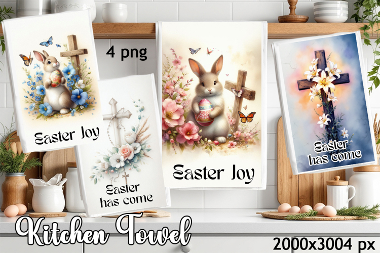 Happy Easter Kitchen Towel Sublimation Design