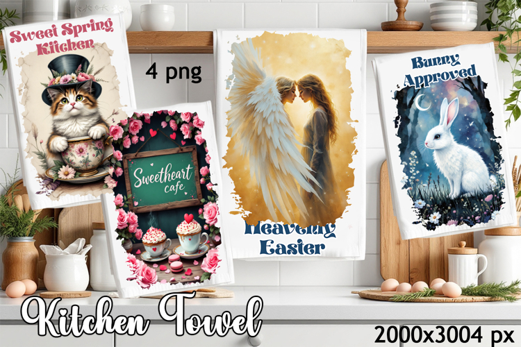 Easter angel Kitchen Towel Sublimation Design