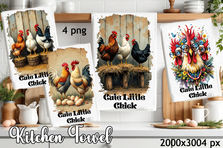 Easter cock Kitchen Towel Sublimation Design