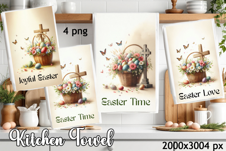Happy Easter Kitchen Towel Sublimation Design