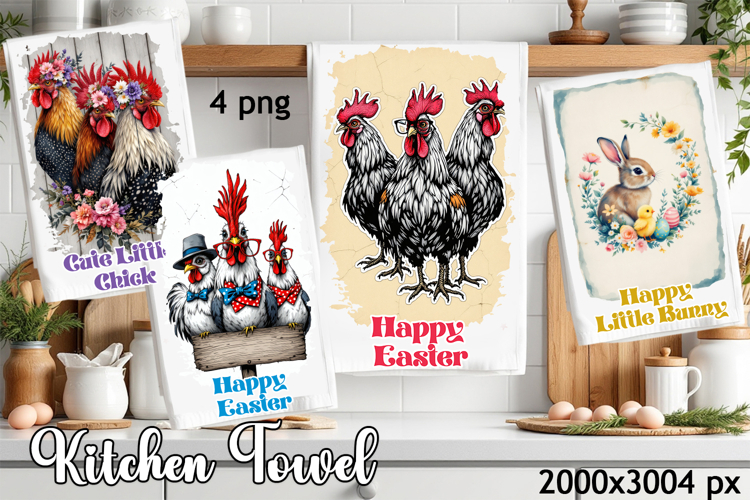 Easter cock Kitchen Towel Sublimation Design