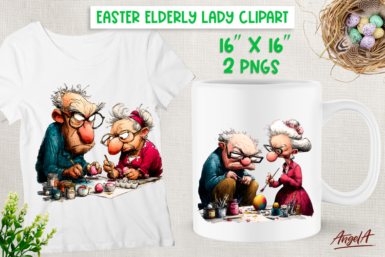 Easter clipart Funny couple Elderly people Adult humor