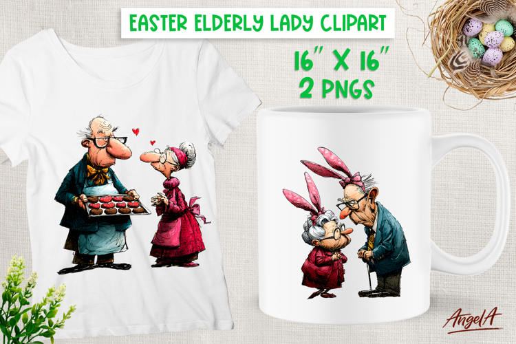 Easter clipart Funny couple Elderly people Adult humor