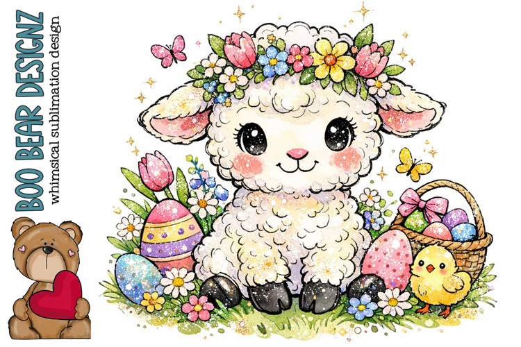 Whimsical Easter Lamb Clipart