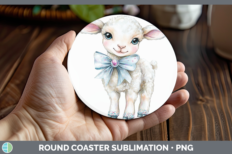 Easter Lamb Round Coaster Sublimation Coaster Designs