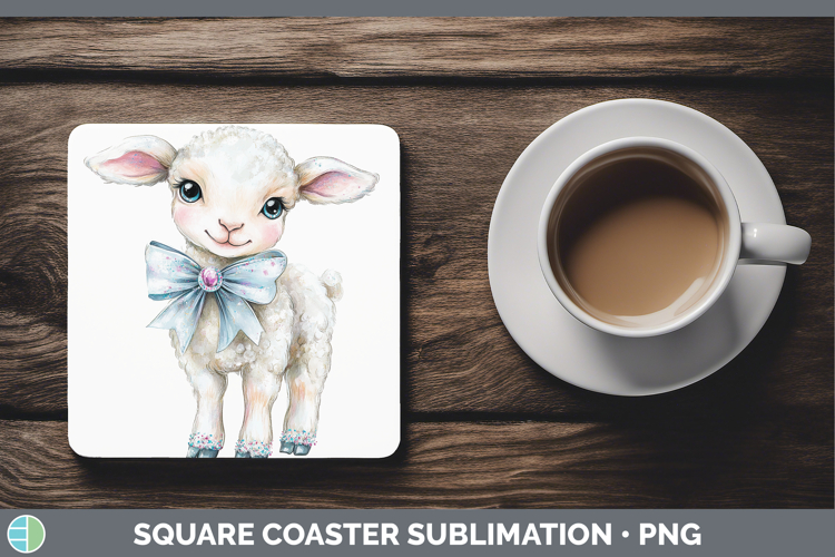 Easter Lamb Square Coaster Sublimation Coaster Designs