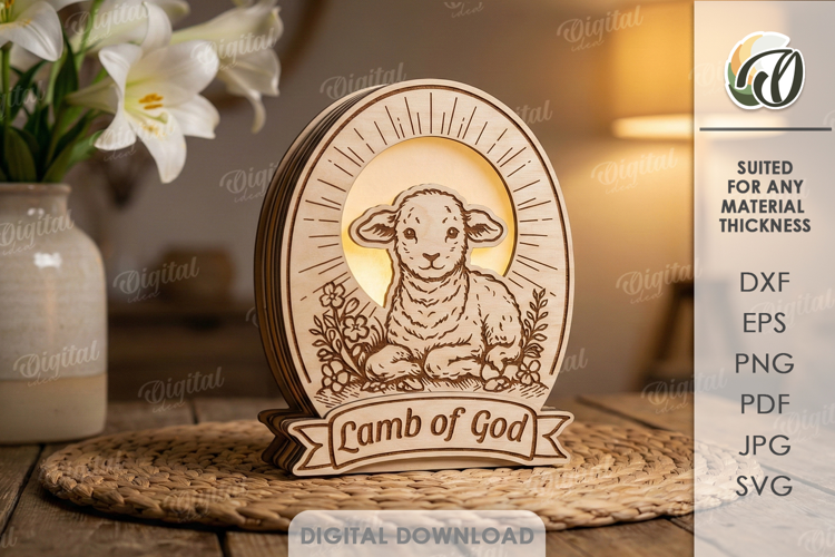 3D Easter Lamp Laser Cut. Night Light. Led Lamp SVG