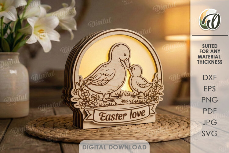 3D Easter Lamp Laser Cut. Night Light. Led Lamp SVG example image 1